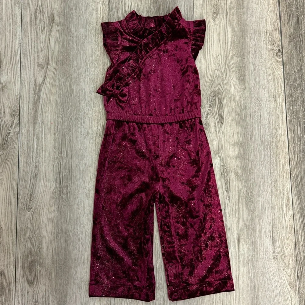 Genuine Kids by Oshkosh girls 18 months burgundy red and gold shimmer jumpsuit